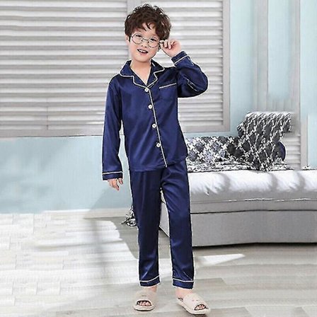 Børn Pige Silke Satin Pyjamas Pyjamas Børn Efterår Nattøj Sæt Nattøj s202412242804