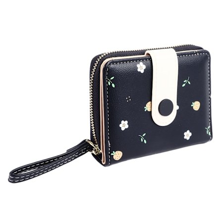 Naisten lompakko Musta vetoketjullinen lompakko Pieni minimalistinen PU-nahka Suuri kapasiteetti Pehmeä korttikotelo Lompakko päivittäiseen käyttöön