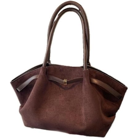 ING Semsket veske, skulderveske/håndveske for kvinner, romslig handleveske, kaffefarge