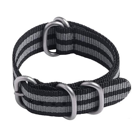 Heavy Duty watch Nylon watch 5 ringar vävt band 22 mm (silverspänne)