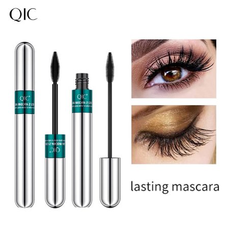 2-i-1 QIC Mascara 5x Længere Vandfast Kosmetik Til Naturlig Forlængelse og Fortykning Ingen Klumper 4D Silkefiber Mascara