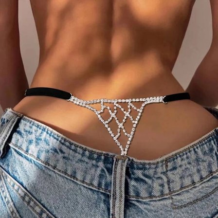 Rhinestone Trosor String Trosa Kristall Bikini Sexig Body Chain