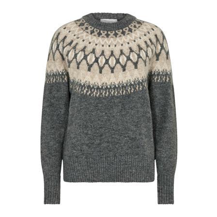 Freequent, Round-neck Knitwear Szary, Kobieta, Rozmiar: S