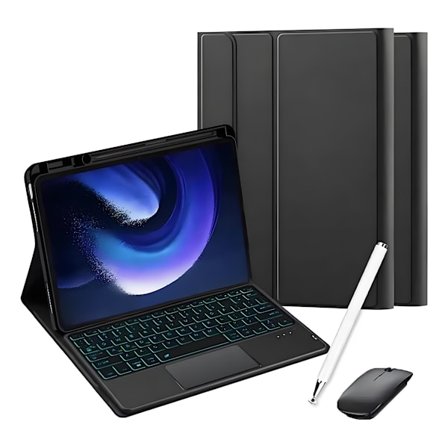 Bluetooth Tangentbordsfodral med Pekplatta & Bakgrundsbelysning - Kompatibelt med Redmi Pad Pro 12.1 - Svart