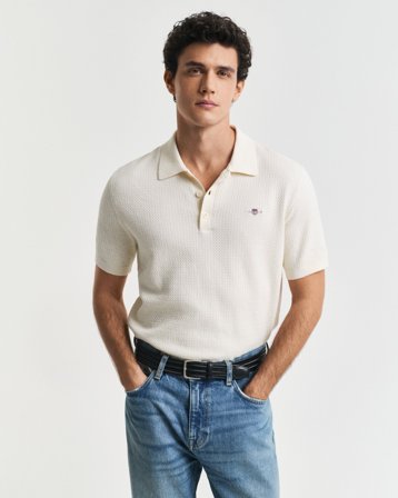 GANT Herren Poloshirt aus strukturierter Baumwolle (S) Weiß
