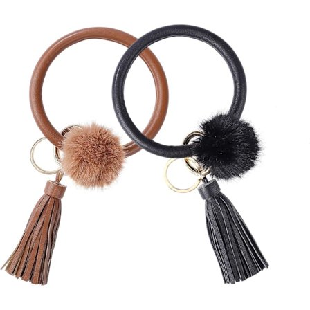 Lädernyckelring, armband nyckelring armband, tofs armband