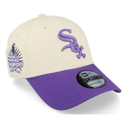 New Era - MLB Beige adjustable Czapka Z Daszkiem - Chicago White Sox World Series Patch 9FORTY Stone/Purple Adjustable @ Hatstore