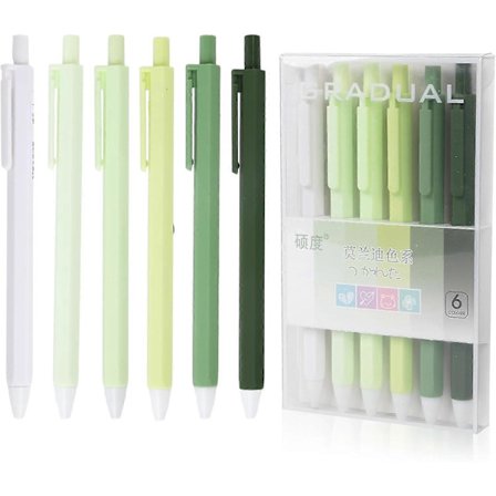 6 stk. Æstetiske kuglepenne, 0,5 mm fin spids kuglepen sort blæk indtrækkelige pastel rollerballpenne