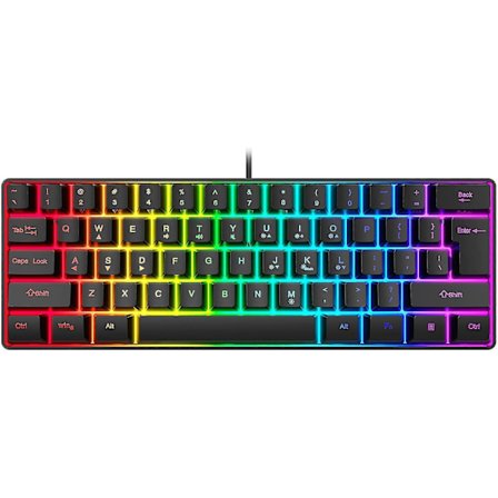 Fong 60% Wired Gaming Keyboard, Rgb Backlit Ultra-compact Mini Keyboard, Waterproof Mini Compact 61 Keys Keyboard For