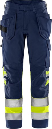 Fristads 2640 GPLU Håndværkerbukser Høj synlighed gul/marineblå Hi-Vis gul/marineblå, Tøj