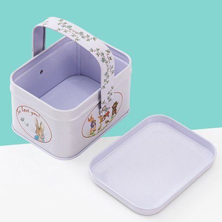 Vintage tinnplate liten hvit koffert Godteriboks Gaveeske Stor