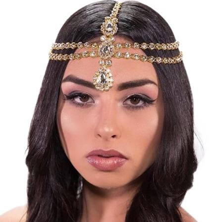 Rhinestone Boho Pääketju Otsapanta Hääkristalli Festivaali Hiusketju Naisille