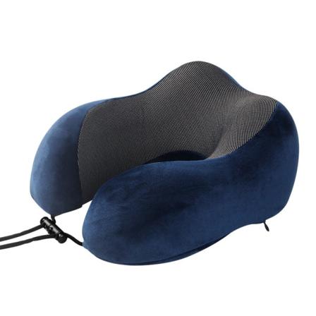 Pehmeä ja mukava matkatyyny memory foam U-muotoinen tyynykirjonta Napin kaulatyyny Dark Blue