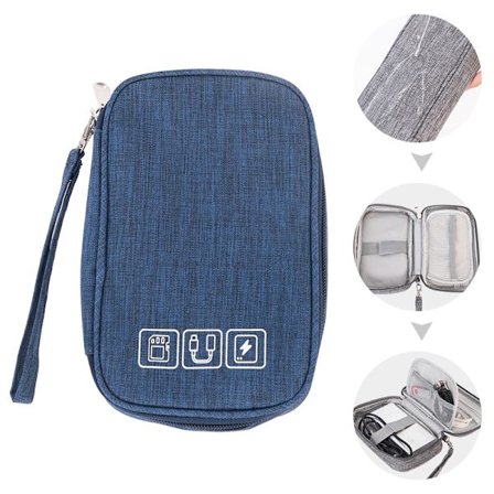 Kabeloppbevaringsveske håndveske mobil strøm sortering veske marineblå