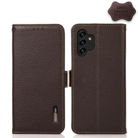 Khazneh Samsung Galaxy A13 4g Fodral Rfid Äkta Läder Brun