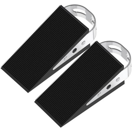 2 stk. dørkiler i gummi - kraftige dørstoppere, der ikke ridser eller glider, med 2 rustfri stålholdere