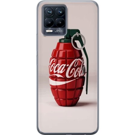 Kompatibel Mobilcover til Realme Realme 8 Kunstnerisk illustration af Coca Cola granatæble i rødt og grønt, pop art inspireret motiv med legende ko
