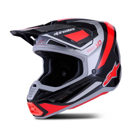Crosshelm Alpinestars SM7 Rise Zwart/Zilver/Rood XL