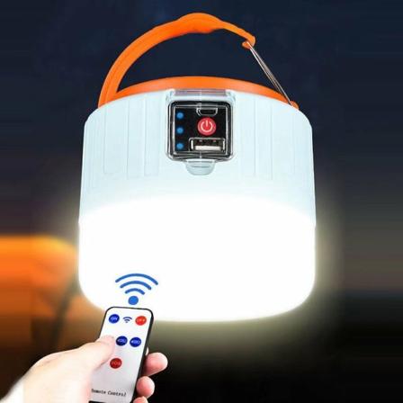 V40 fjernkontrollmodell + mobiltelefonlading + solcelledrevet solenergilading camping energisparepære, for utendørs,