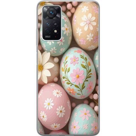 Kompatibel Mobilcover til Xiaomi Redmi Note 11 Pro 5G Pastelfarvede påskeæg med håndmalede blomster og forårsstemning i en blød dekorativ komposi