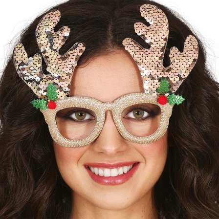 Glitrende Briller med Rensdyrhorn