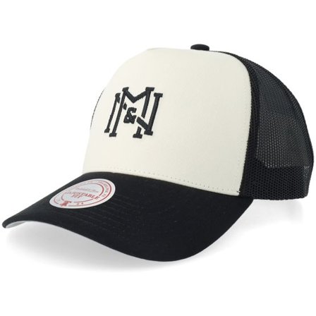 Mitchell & Ness - Vit trucker Keps - Own Brand Icon Off White/Black A-frame Trucker @ Hatstore