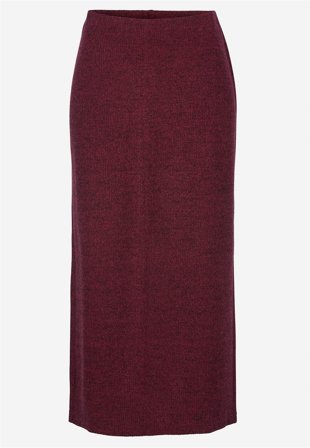 Cellbes of Sweden - Superblød nederdel med slids Beata i vinrødmeleret til damer i størrelse 38/40