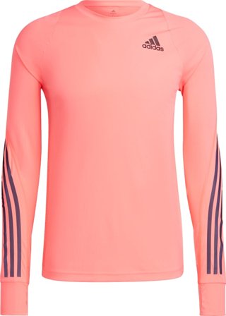 Adidas Men's Run Icon Full Reflective 3-Stripes LS Tee Men long-sleeved training tops Pink XL