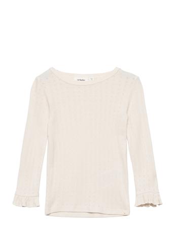 Nmfrachel Ls Slim Top July Lil T-shirts Long-sleeved T-shirts Creme Lil'Atelier*Betinget Tilbud