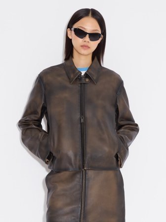 Holzweiler Cia Leather Jacket - Dk. Brown - Women's - L