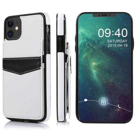 iPhone 12 Mini - LEMAN Skal med Korthållare Vit