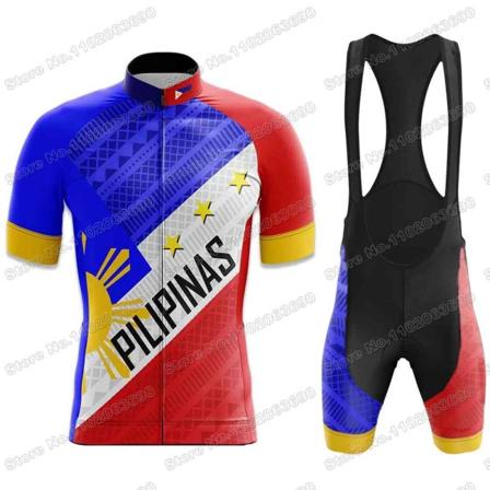2023 Filippinerne Cykeltrøje Sæt Sommer Pilipinas Cykeltøj Mænd Road Bike Shirt Suit Cykel Bib Shorts MTB Sportswear 6 L