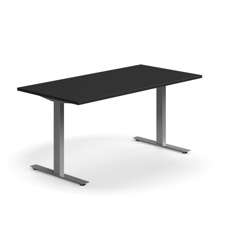 Skrivbord QBUS, T-stativ, 1600x800 mm, silver, svart