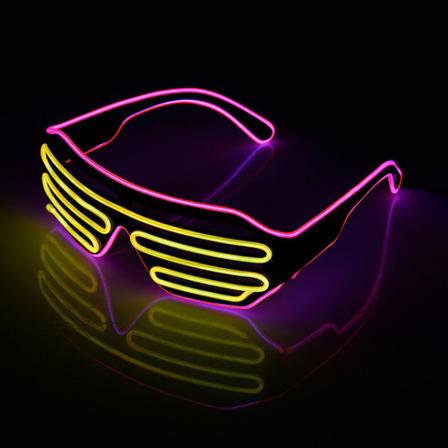 Neon Rave Glasögon (Rosa+Gul) Tråd Blinkande LED Solglasögon Lyser Upp DJ Kostymer för Fest, 80-tal, EDM, Halloween