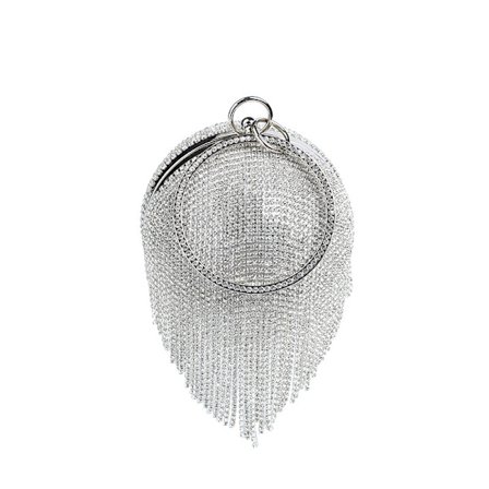 Sølv Diamanter Rhinestones Runde Kugle Aften Tasker til Kvinder Fa