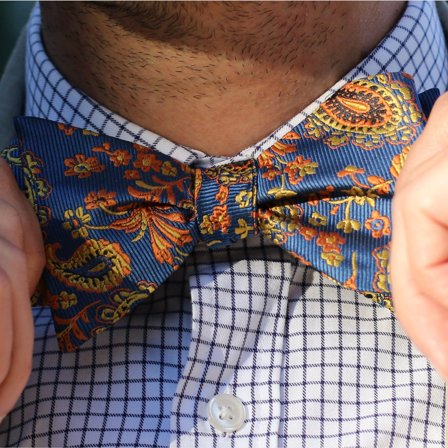 Noeud Papillon Soie Motif Paisley Orange pour hommes - Noeuds papillon à nouer