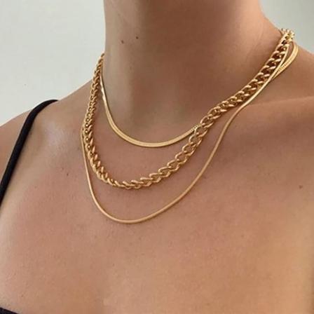 Mote-lagdelt slangekjede choker halskjede gull tykk chunky sekskant sirkel halskjede smykker justerbar