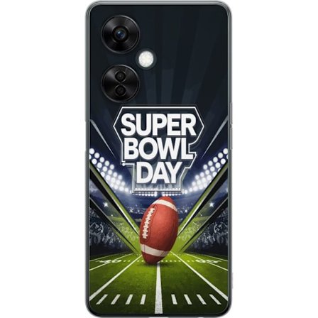 Yhteensopiva Puhelinkuori OnePlus Nord CE3 Super Bowl Day juliste, jossa amerikkalainen jalkapallo valaistuksella varustetulla areenalla dramaattisess