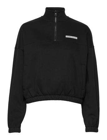 Micro Flock Half Zip Sweat-shirt Tröja Svart Calvin Klein Jeans
