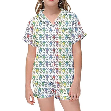 Familiesett med apetrykk, stilige hjemmeklær, pyjamassett for barn