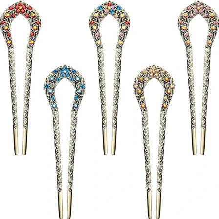 5-pakning franske hårklemmer Vintage hårgaffel Metall U-formet p