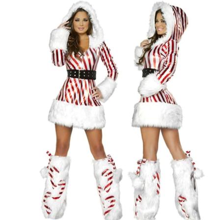3 stk/sett Kvinner Julehette Dress Up Vinter Fløyelsstripet Mrs Claus Santa Cosplay Kostyme Juleferie Fest Fancy Dress L