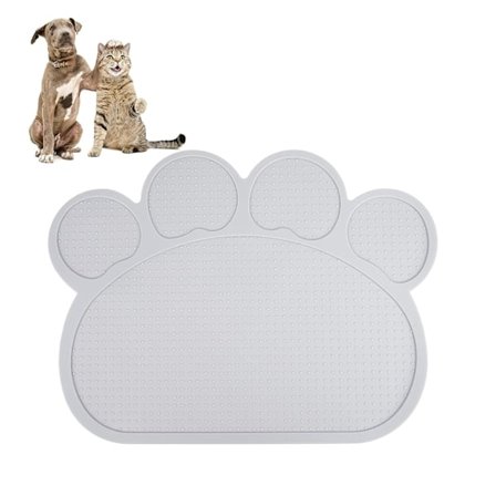 1 st Husdjursmatskål Katt Hund Matningsmatta Silikon Skålmatta Halkfri Vattentät Bordstablett,Grå