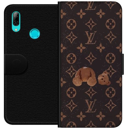 Kompatibelt Lommeboketui til Huawei Huawei P smart 2019 Luksuriøst monogramsmønster med ødelagt teddybjørn i mørk moteestetikk