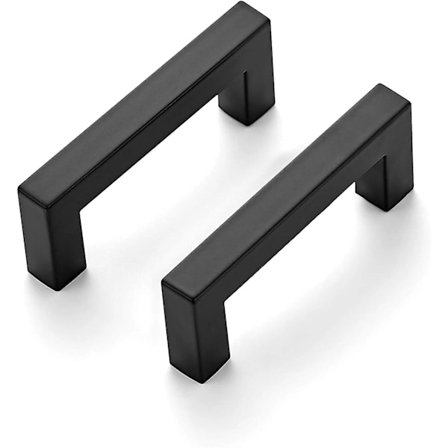 6-pack 4,2 tum kökshandtag i fyrkantig design, mattsvart