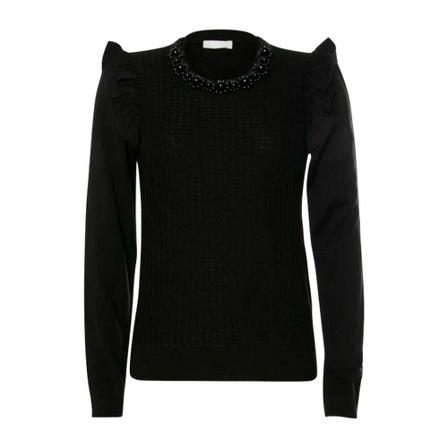 Liu Jo, Round-neck Knitwear Czarny, Kobieta, Rozmiar: S