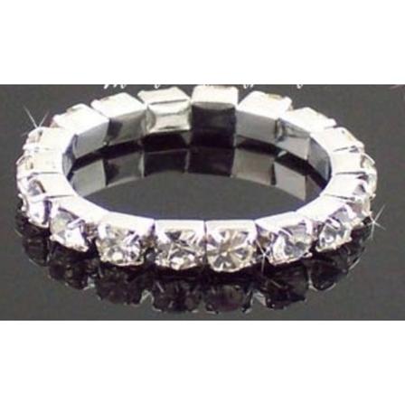 Töjbar Mode Ring Med Strass Kristaller 1 Rad Silverpläterad