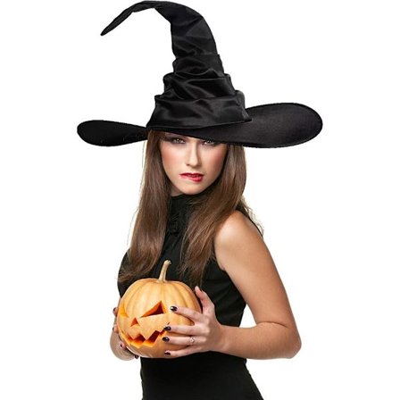 Halloween-noidan hattu, musta, suuri, röyhelöinen noidan hattu, naisten Halloween