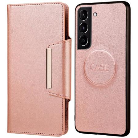 Skalo Samsung S22 Dolizma 2 I 1 Magnet Plånboksfodral - Roséguld Rosa Guld
