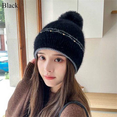 Vinterhue strikket kasket SORT